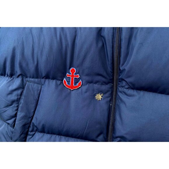 Lands' End XXL Navy Blue Down Puffer Vest With Red Anchor & Zip Closure - Picture 2 of 6